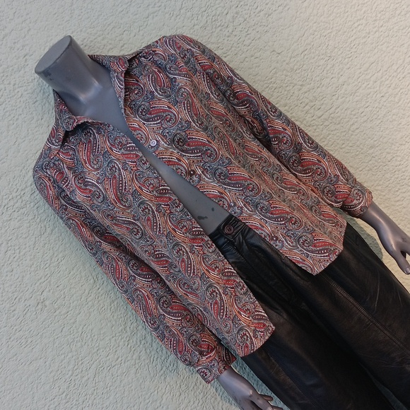 PINS AND NEEDLES (USA) LADIES VINTAGE PAISLEY BLOUSE/BUTTON DOWN LUXURY TOP - Picture 10 of 17